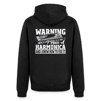 Harmonica Orgue à bouche Harmoniciste Joueur d’harmonica - Veste à capuche bio Premium Unisexe - noir - Dos - Nico (187cm)
