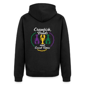 Mardi Gras Beads Carnival Crawfish Party Drinking - Unisex Premium Organic Zip Hoodie - black - Back - Nico (187cm)