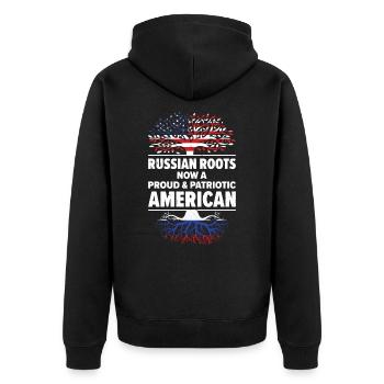 Né Russie Russie États-Unis - Veste à capuche bio Premium Unisexe - noir - Dos - Nico (187cm)