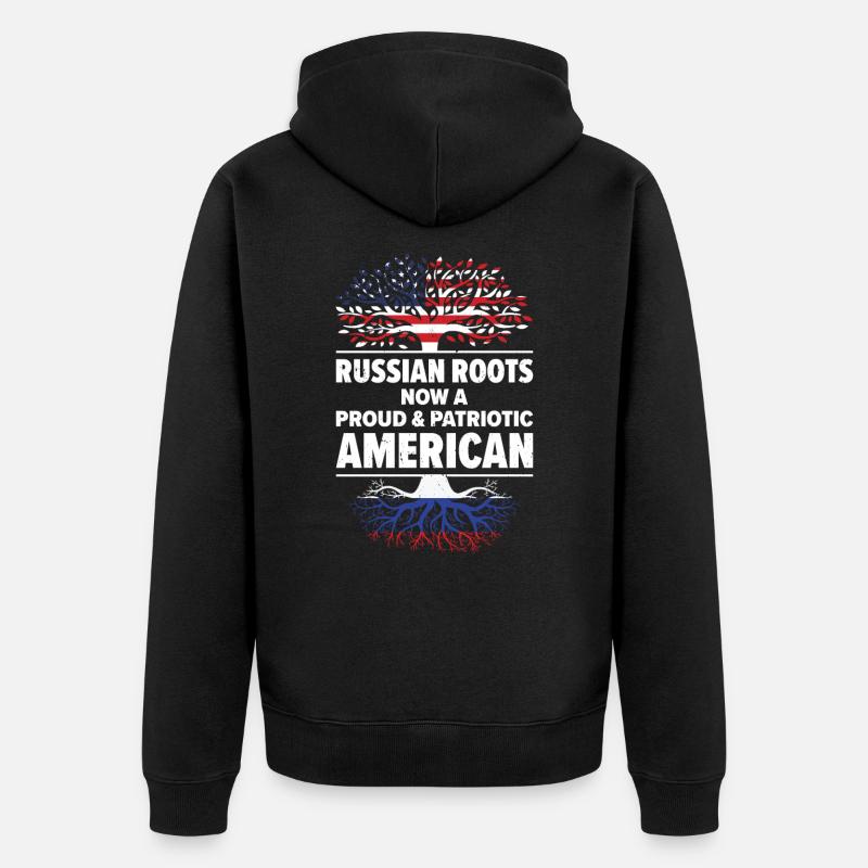 Né Russie Russie États-Unis - Veste à capuche bio Premium Unisexe - noir