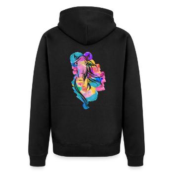 Buntes Pferd Wpap Art Geometrische Pop Art - Unisex Premium Bio Zip Hoodie - Schwarz - Hinten - Nico (187cm)