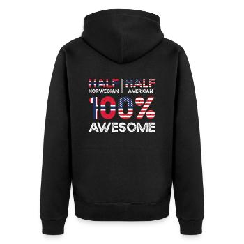 Geboren Norwegisch Norwegen Amerikanisch USA - Unisex Premium Bio Zip Hoodie - Schwarz - Hinten - Nico (187cm)