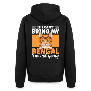 Wenn ich meine Bengalkatze nicht mitbringen kann, werde ich nicht lustig - Unisex Premium Bio Zip Hoodie - Schwarz - Hinten - Nico (187cm)