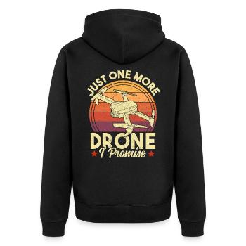 Retro Sunset Funny Drone Pilot Quadcopter Drone - Unisex Premium Organic Zip Hoodie - black - Back - Nico (187cm)