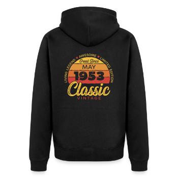 Retro 70 Jahre Mai 1953 Geburtstag Vintage Bday - Unisex Premium Bio Zip Hoodie - Schwarz - Hinten - Nico (187cm)