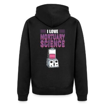 I Love Mortuary Science Mortician Funeral Director - Unisex Premium Organic Zip Hoodie - black - Back - Nico (187cm)