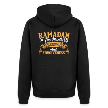 Ramadan Ramadan Mubarak Slamish Eid Mubarak - Veste à capuche bio Premium Unisexe - noir - Dos - Nico (187cm)