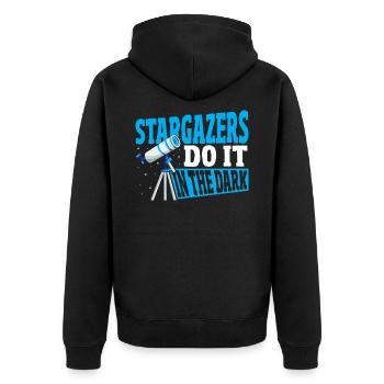 Stargazers Do It In The Dark Stargazing Astronomy - Unisex Premium Organic Zip Hoodie - black - Back - Nico (187cm)