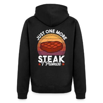 Nur noch ein Steak Ich verspreche lustigen Retro-Sonnenuntergang - Unisex Premium Bio Zip Hoodie - Schwarz - Hinten - Nico (187cm)