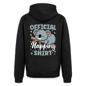 Official Napping Shirt Cute Sleeping Kawaii Koala - Unisex Premium Organic Zip Hoodie - black - Back - Nico (187cm)