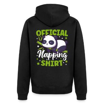Official Napping Shirt Cute Sleeping Kawaii Panda - Unisex Premium Organic Zip Hoodie - black - Back - Nico (187cm)