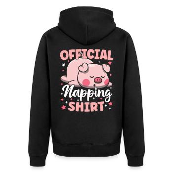Offizielles Nickerchen Shirt Süßer Pyjama Kawaii - Unisex Premium Bio Zip Hoodie - Schwarz - Hinten - Nico (187cm)