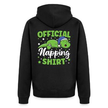 Official Napping Shirt Cute Kawaii Sleeping - Unisex Premium Organic Zip Hoodie - black - Back - Nico (187cm)