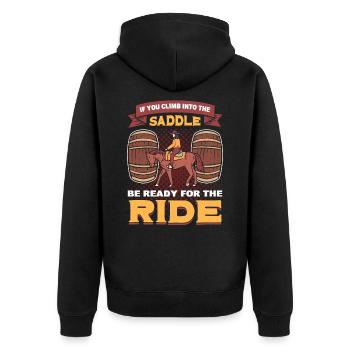 Rodeo Bullriding Western Pferd Show Jumping Bull - Unisex Premium Bio Zip Hoodie - Schwarz - Hinten - Nico (187cm)