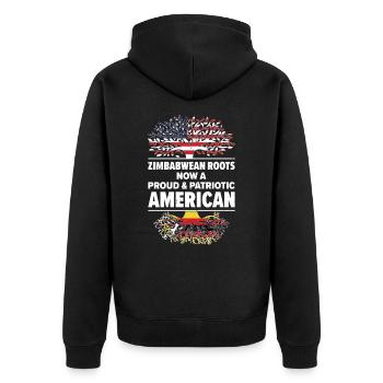Geboren in Simbabwe Simbabwe Amerikaner USA - Unisex Premium Bio Zip Hoodie - Schwarz - Hinten - Nico (187cm)