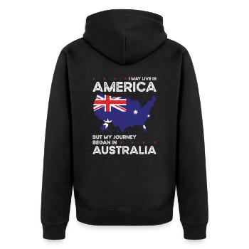 Geboren Australien Australien Amerikanisch USA - Unisex Premium Bio Zip Hoodie - Schwarz - Hinten - Nico (187cm)