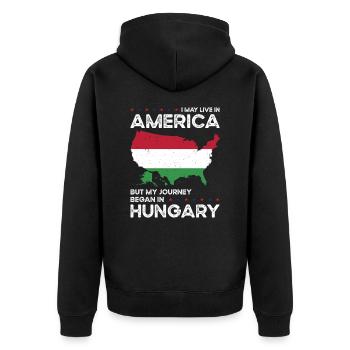 Geboren Ungarn Ungarn Amerikaner USA - Unisex Premium Bio Zip Hoodie - Schwarz - Hinten - Nico (187cm)