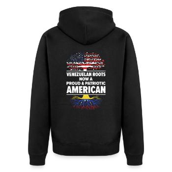 Geborener Venezolaner Venezuela Amerikaner USA - Unisex Premium Bio Zip Hoodie - Schwarz - Hinten - Nico (187cm)