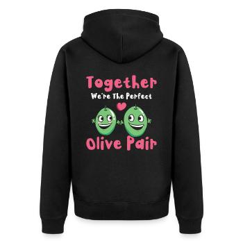 Saint-Valentin Olive Couples Rencontres Romance - Veste à capuche bio Premium Unisexe - noir - Dos - Nico (187cm)