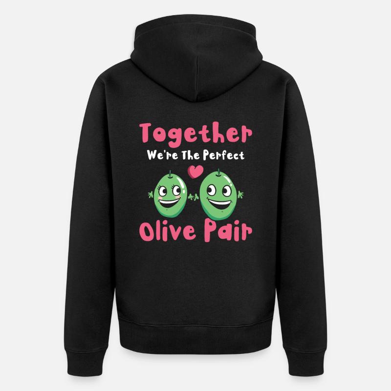 Saint-Valentin Olive Couples Rencontres Romance - Veste à capuche bio Premium Unisexe - noir