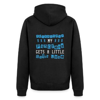 Diabetische Bauchspeicheldrüse - Unisex Premium Bio Zip Hoodie - Schwarz - Hinten - Nico (187cm)
