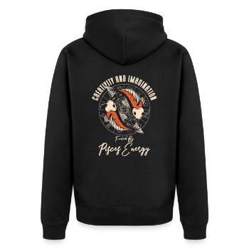 Fische Energie Kreativität Astrologie Imagination - Unisex Premium Bio Zip Hoodie - Schwarz - Hinten - Nico (187cm)