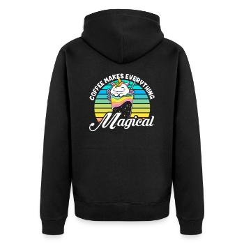 Pink Magical Unicorn Caffeine Coffee Lover - Unisex Premium Organic Zip Hoodie - black - Back - Nico (187cm)