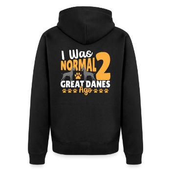 I Was Normal 2 Great Danes Ago Great Dane Dog - Unisex Premium Organic Zip Hoodie - black - Back - Nico (187cm)