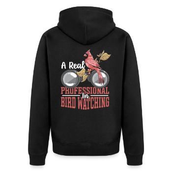 A Real Professional In Bird Watching Bird Watcher - Unisex Premium Bio Zip Hoodie - Schwarz - Hinten - Nico (187cm)