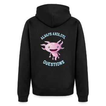 Lustiger Axolotl Spurch Neugier Kinder Amphibien - Unisex Premium Bio Zip Hoodie - Schwarz - Hinten - Nico (187cm)