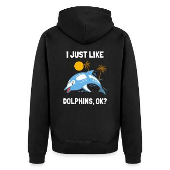 Ich Liebe Einfach Delfine Lustiger Delphin - Unisex Premium Bio Zip Hoodie - Schwarz - Hinten - Nico (187cm)