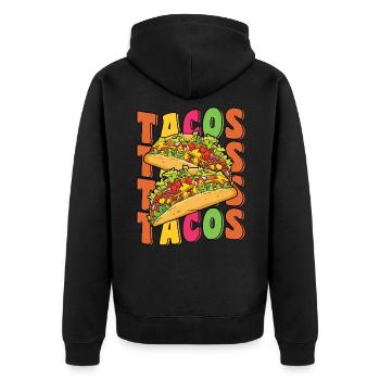 Groovy Taco Dienstag Retro Funny Taco Lover Cinco - Unisex Premium Bio Zip Hoodie - Schwarz - Hinten - Nico (187cm)