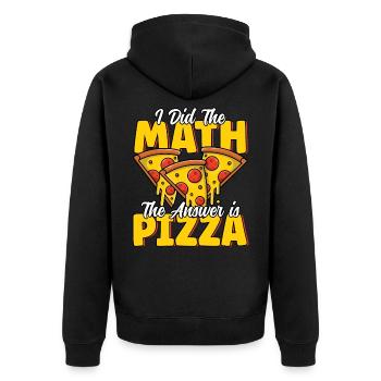 Lustige Pizza Mathe Geschmolzener Käse Pizza Party Pizza - Unisex Premium Bio Zip Hoodie - Schwarz - Hinten - Nico (187cm)