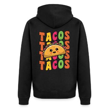 Groovy Taco Dienstag Retro Funny Taco Lover Cinco - Unisex Premium Bio Zip Hoodie - Schwarz - Hinten - Nico (187cm)