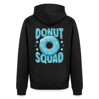 Blue Donut Squad streut Donut Lover Matching - Unisex Premium Bio Zip Hoodie - Schwarz - Hinten - Nico (187cm)