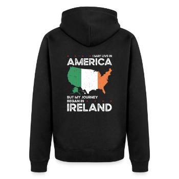 Né en Irlande Irlande États-Unis - Veste à capuche bio Premium Unisexe - noir - Dos - Nico (187cm)