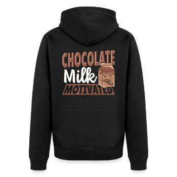 Chocolate Milk Motivated Cocoa Milk Milkshake - Unisex Premium Bio Zip Hoodie - Schwarz - Hinten - Nico (187cm)