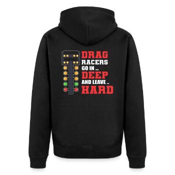 Drag Racers Drag Racing Drag Race Sport - Unisex Premium Bio Zip Hoodie - Schwarz - Hinten - Nico (187cm)