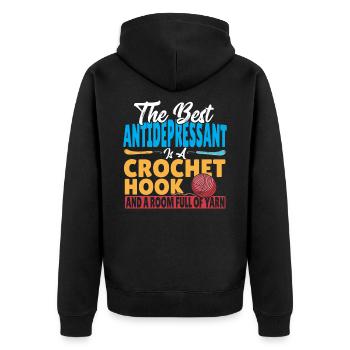 Best AntiDepressant Is A Crochet Hook And Yarn - Unisex Premium Bio Zip Hoodie - Schwarz - Hinten - Nico (187cm)