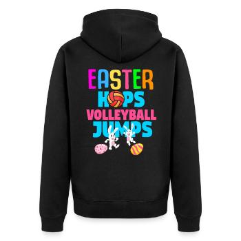 Ostern Volleyball Hase Ferien Kaninchen Sport - Unisex Premium Bio Zip Hoodie - Schwarz - Hinten - Nico (187cm)
