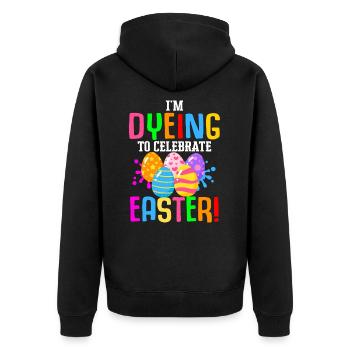 Oeufs colorés de Pâques Couleur Lapin Chasse aux œufs - Veste à capuche bio Premium Unisexe - noir - Dos - Nico (187cm)