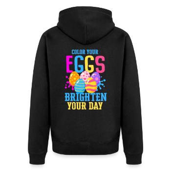 Oeufs colorés de Pâques Couleur Lapin Chasse aux œufs - Veste à capuche bio Premium Unisexe - noir - Dos - Nico (187cm)
