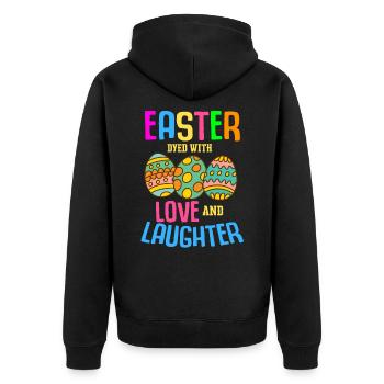 Easter Colorful Egg Dye Rabbit Egg Hunt - Unisex Premium Organic Zip Hoodie - black - Back - Nico (187cm)
