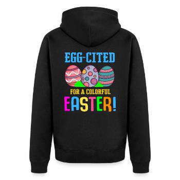 Oeufs colorés de Pâques Couleur Lapin Chasse aux œufs - Veste à capuche bio Premium Unisexe - noir - Dos - Nico (187cm)