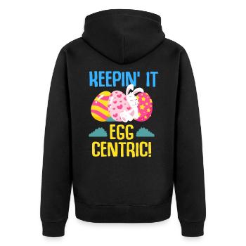 Ostern Kaninchen Osterhase Blumen Eier - Unisex Premium Bio Zip Hoodie - Schwarz - Hinten - Nico (187cm)
