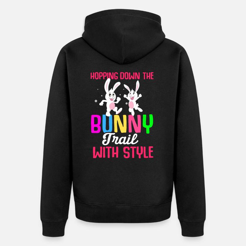 Easter Rabbit Easter Flowers Eggs - Unisex Premium Organic Zip Hoodie - black