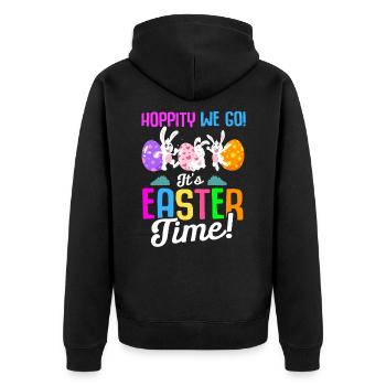 Ostern Kaninchen Osterhase Blumen Eier - Unisex Premium Bio Zip Hoodie - Schwarz - Hinten - Nico (187cm)