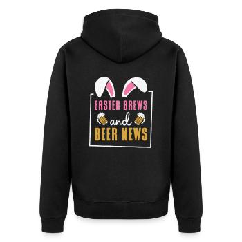 Easter Bunnies Beer Drinking Holiday Rabbit - Unisex Premium Bio Zip Hoodie - Schwarz - Hinten - Nico (187cm)