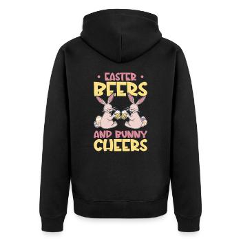 Easter Bunnies Beer Drinking Holiday Rabbit - Unisex Premium Bio Zip Hoodie - Schwarz - Hinten - Nico (187cm)