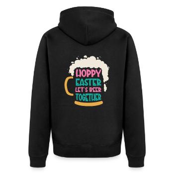 Easter Bunnies Beer Drinking Holiday Rabbit - Unisex Premium Bio Zip Hoodie - Schwarz - Hinten - Nico (187cm)